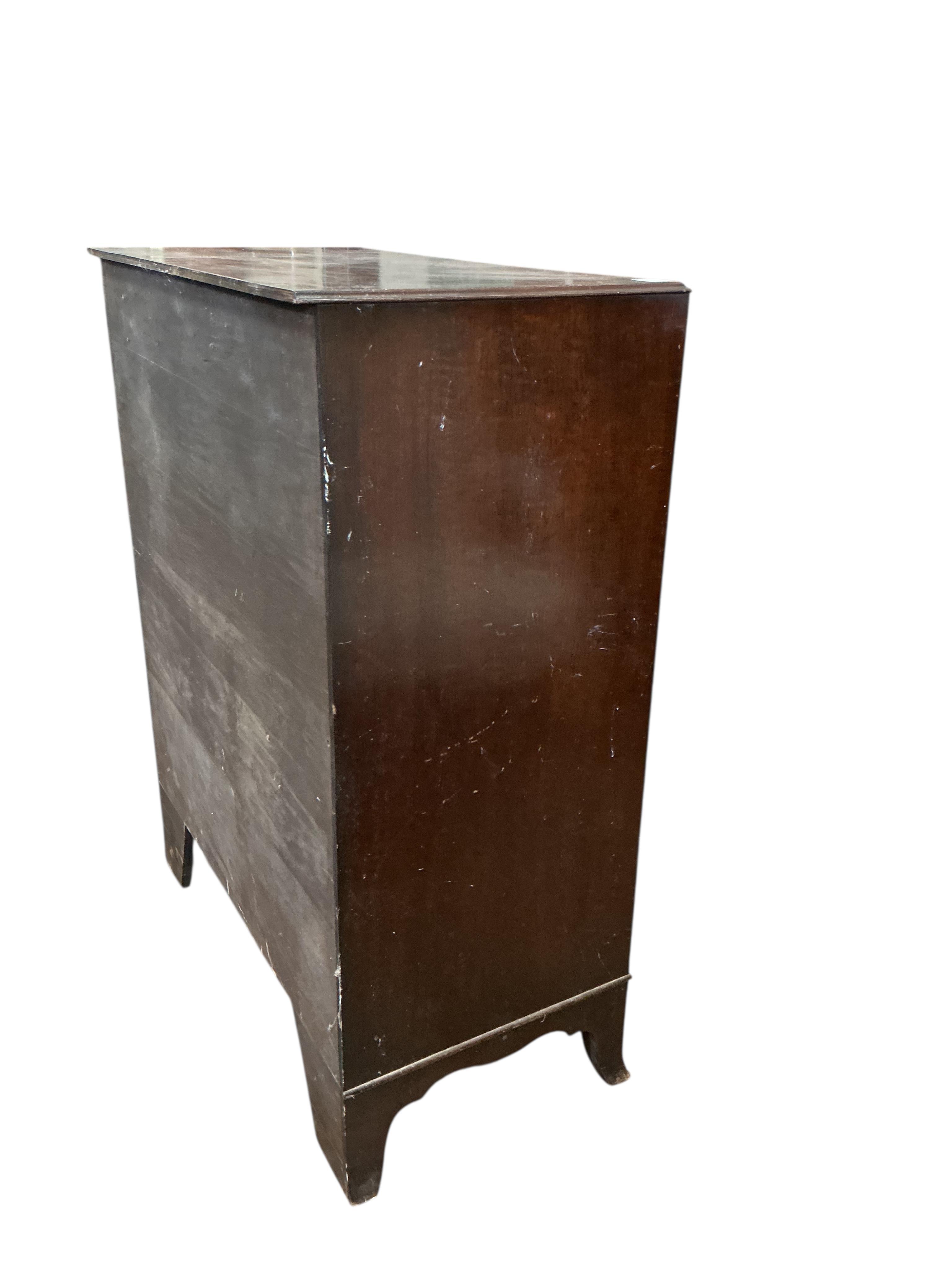 A George III style banded walnut chest, width 92cm, depth 48cm, height 119cm